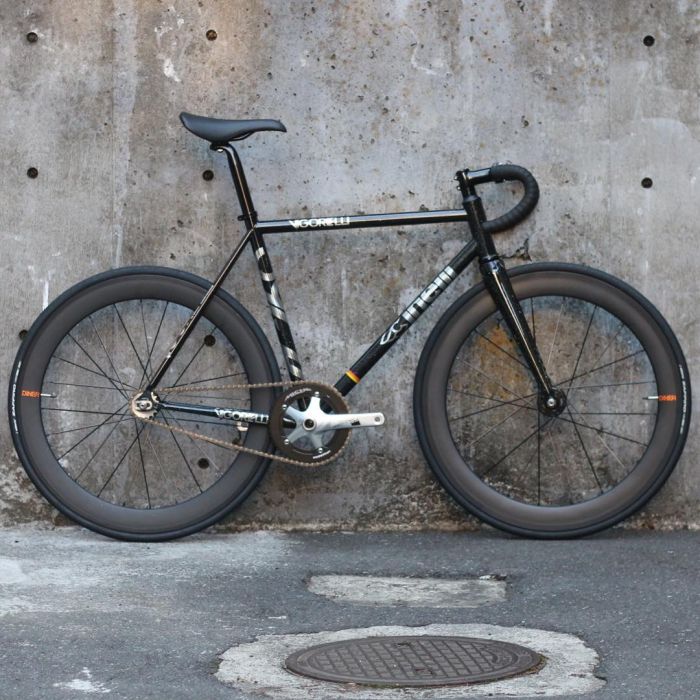 ピストバイク 完成車 Cinelli Vigorelli Steel Black Night 60mm Carbon Wheel Custom チネリ ヴィゴレッリ スチール カスタム Pistbike